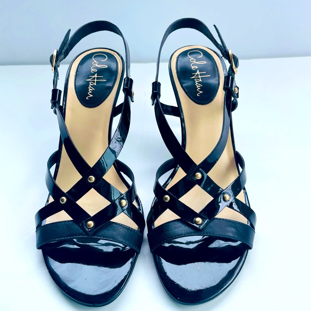 Cole Haan “Air Vineyard” sandal in black patent, size 7.